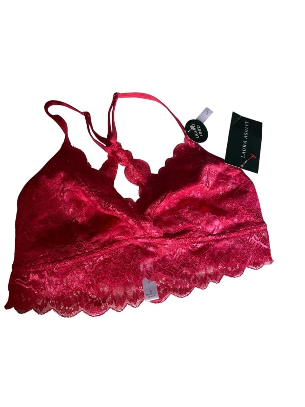 Lightly Lined Lace Bralette Large Laura Ashley Candy Apple Bra Light
